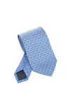Ferragamo Silk Tie Scarves And Foulards Light Blue In Blue