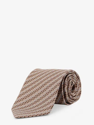 Ferragamo Men Silk Tie With Intreccio Motif