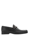 Ferragamo Men Silver Gancini Smooth Leather Loafers In Black