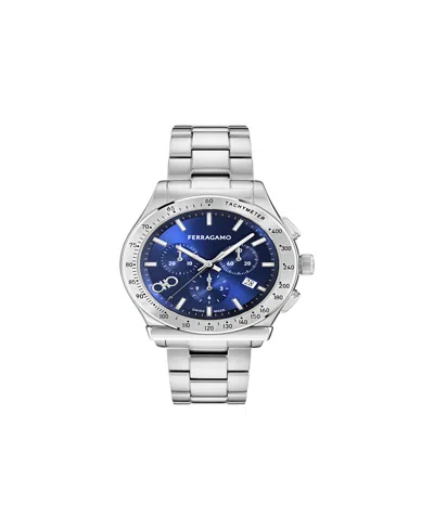 Ferragamo Men's Silver Stainless Steel Bracelet Watch, 42mm In Metallic