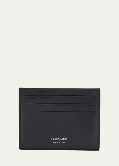 Ferragamo Classic Logo Leather Card Holder In Black