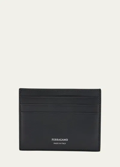 Ferragamo Men's Slim Leather Card Holder In Black
