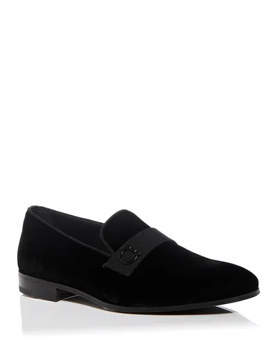 Ferragamo Men's Lapo Smoking Slipper Loafers In Nero