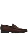 Ferragamo Logo-debossed Leather Loafers In Brown