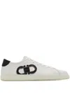 Ferragamo White Sneakers With Gancini Print On The Side And Contrasting Heel In White