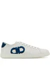 Ferragamo White Sneakers With Gancini Print On The Side And Contrasting Heel In Leather Man In White