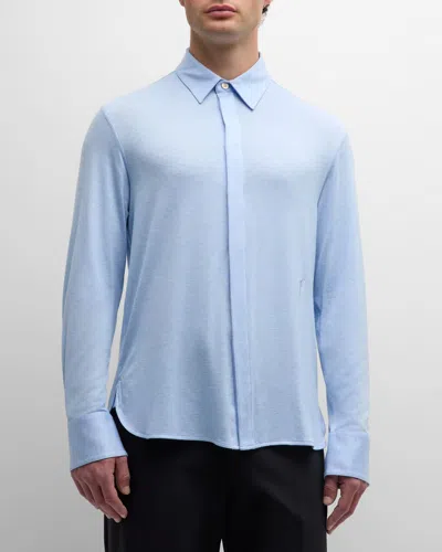 Ferragamo Men's Solid Sport Shirt In Light Blue