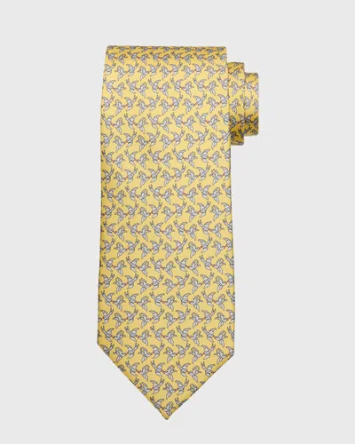 Ferragamo Men's Sparrow-print Silk Tie In F.giallo