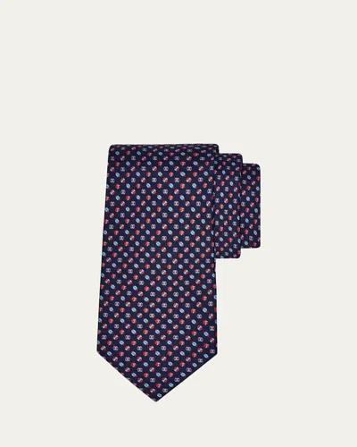 Ferragamo Men's Sports Ball Print Silk Tie In Blue