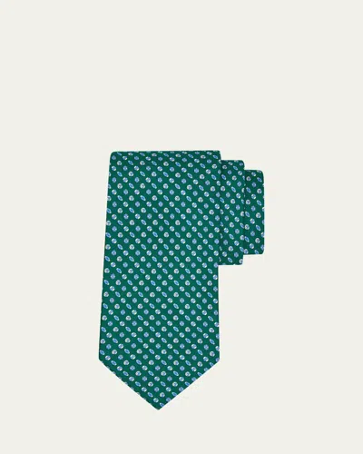 Ferragamo Men's Sports Ball Print Silk Tie In Green