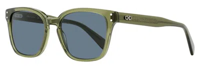 Ferragamo Men's Square Keyhole Sunglasses Sf1040scp 320 Transparent Khaki 55mm In Blue