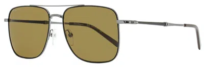 Ferragamo Men's Square Sunglasses Sf266s 037 Ruthenium/brown 56mm In Multi