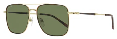 Ferragamo Men's Square Sunglasses Sf266s 723 Gold/tortoise 56mm In Green
