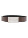 Ferragamo Men Squared Buckle Smooth Leather Reversible Belt In Brown
