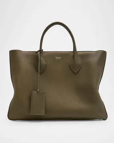 Ferragamo Brown Logo Large Tote