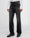 Ferragamo Faded Stonewashed Denim Jeans With Belt Loops In Nero