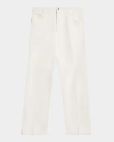 Ferragamo Men's Straight-flare Denim Five-pocket Pants In White