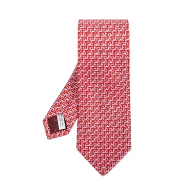 Ferragamo Men's String Print Silk Tie In Red
