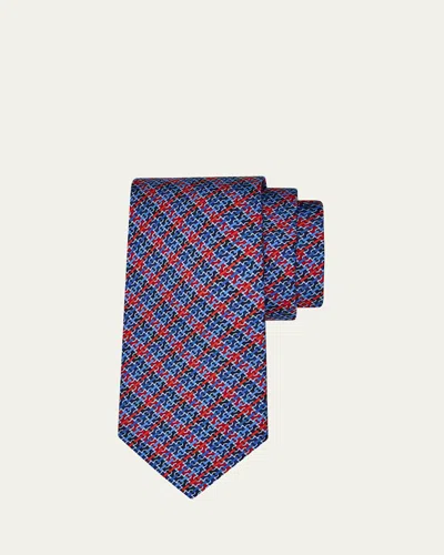 FERRAGAMO MEN'S STRIPE GANCINI LINK TIE