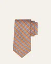 Ferragamo Men's Stripe Gancini Link Tie In Brown