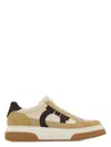 Ferragamo Beige Low Top Gancini Ornament Sneakers In Nude & Neutrals