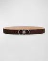 Ferragamo Men's Suede Gancini Belt In T.moro