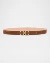 Ferragamo Men's Suede Gancini-buckle Belt In Midbrown