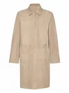 Ferragamo Suede Coat In Neutral