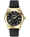 Ferragamo Men's Swiss Automatic 1927 Black Leather Strap Watch 42mm In Gold