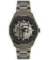 Ferragamo Men's Swiss Automatic Edge Skeleton Gunmetal Ion Plated Bracelet Watch 42mm