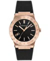 Ferragamo Men's Swiss Black Polyurethane Strap Watch 41mm In Rosegold