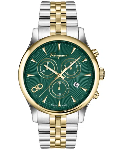 Ferragamo Men's Swiss Chronograph Duo Two-tone Stainless Steel Bracelet Watch 42mm In Two Tone