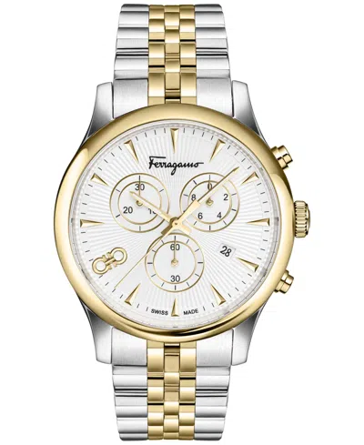 Ferragamo Men's Swiss Chronograph Duo Two-tone Stainless Steel Bracelet Watch 42mm In Two Tone