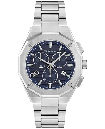 Ferragamo Men's Swiss Chronograph Edge Stainless Steel Bracelet Watch 42mm In Silver