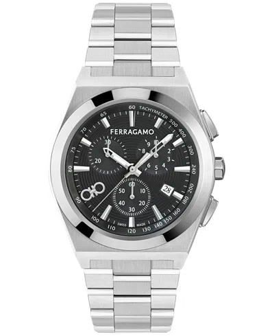 FERRAGAMO MEN'S SWISS CHRONOGRAPH VEGA STAINLESS STEEL BRACELET WATCH 42MM