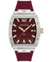 Ferragamo Men's Swiss F-80 Tonneau Burgundy Polyurethane Strap Watch 42mm In Brown