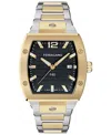 Ferragamo Men's Swiss F-80 Tonneau Two-tone Stainless Steel Bracelet Watch 42mm In Gold
