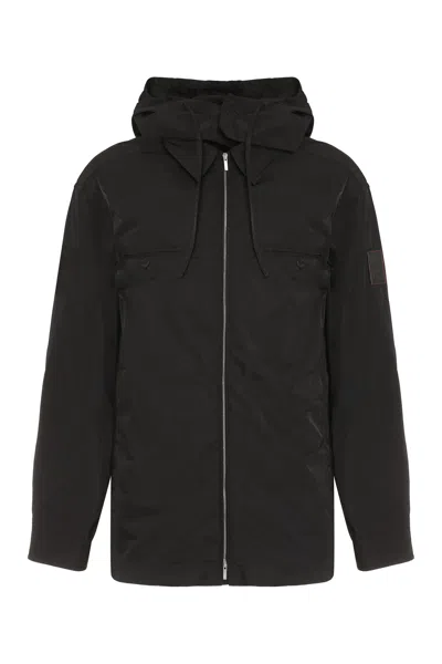FERRAGAMO MEN'S TECHNICAL FABRIC HOODED JACKET
