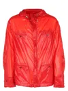 Ferragamo Hooded Jacket With Adjustable Drawstring Hem In Red