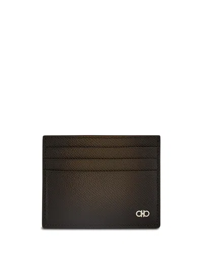 Ferragamo Micro Gancini Credit Card Holder In Brown