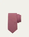 Ferragamo Men's Tetris-print Silk Tie In Frosso