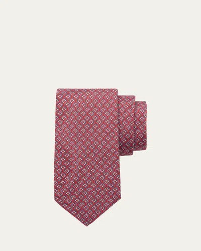 Ferragamo Men's Tetris-print Silk Tie In Blue