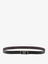Ferragamo Men Textured Leather Belt With Iconic Gancini Buckle In Black