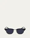 Ferragamo Men's Timeless Acetate-metal Square Sunglasses In Black/gold