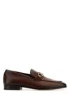 Ferragamo Florio Leather Loafer With Gancini Detail In Brown