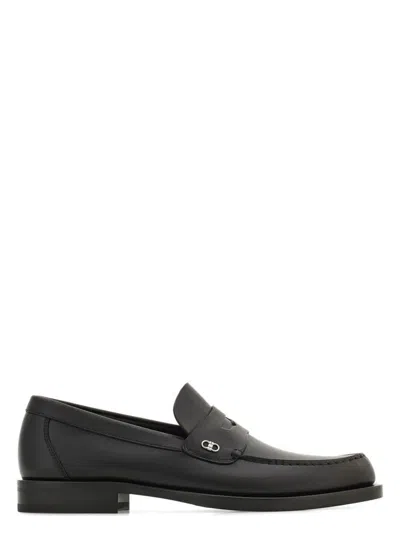FERRAGAMO MEN'S TITANIUM-FINISH MINI GANCINI BUCKLE BACCHUS LOAFERS