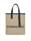 Ferragamo Women's Sand Canvas Shopping Bag In Neutral