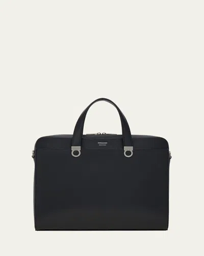 Ferragamo Men Gancini Business Handbag In Black