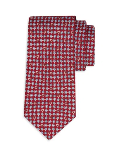 Ferragamo Men's Turtles Print Silk Tie In Red