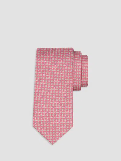 Ferragamo Turtles Print Silk Tie In Pink